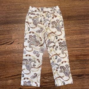 E. Land girls pants new paisley belt chain buckle